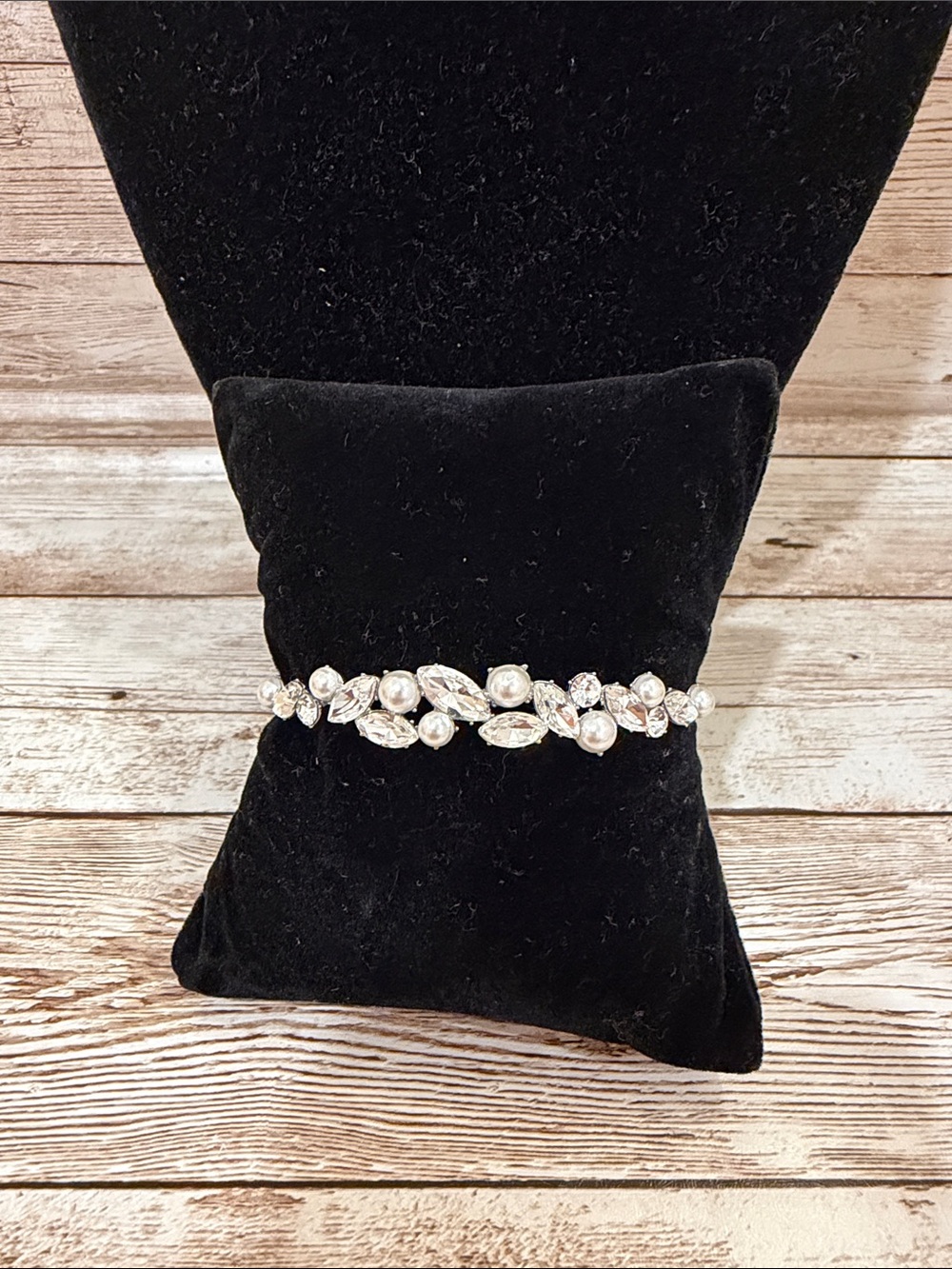 Givenchy Silver Crystal and Pearl Bracelet NEW